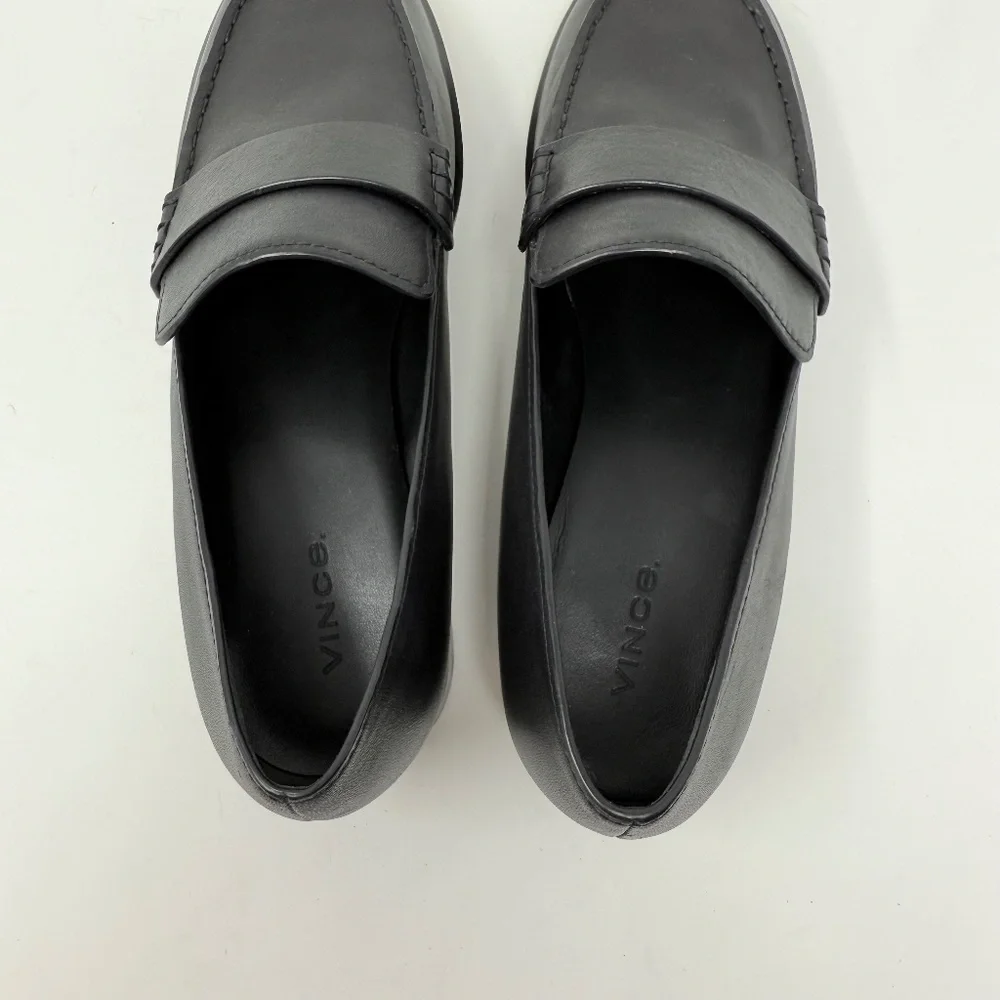 New Vince Nelli Leather Loafer Black Leather Sz 8 - Picture 13 of 14